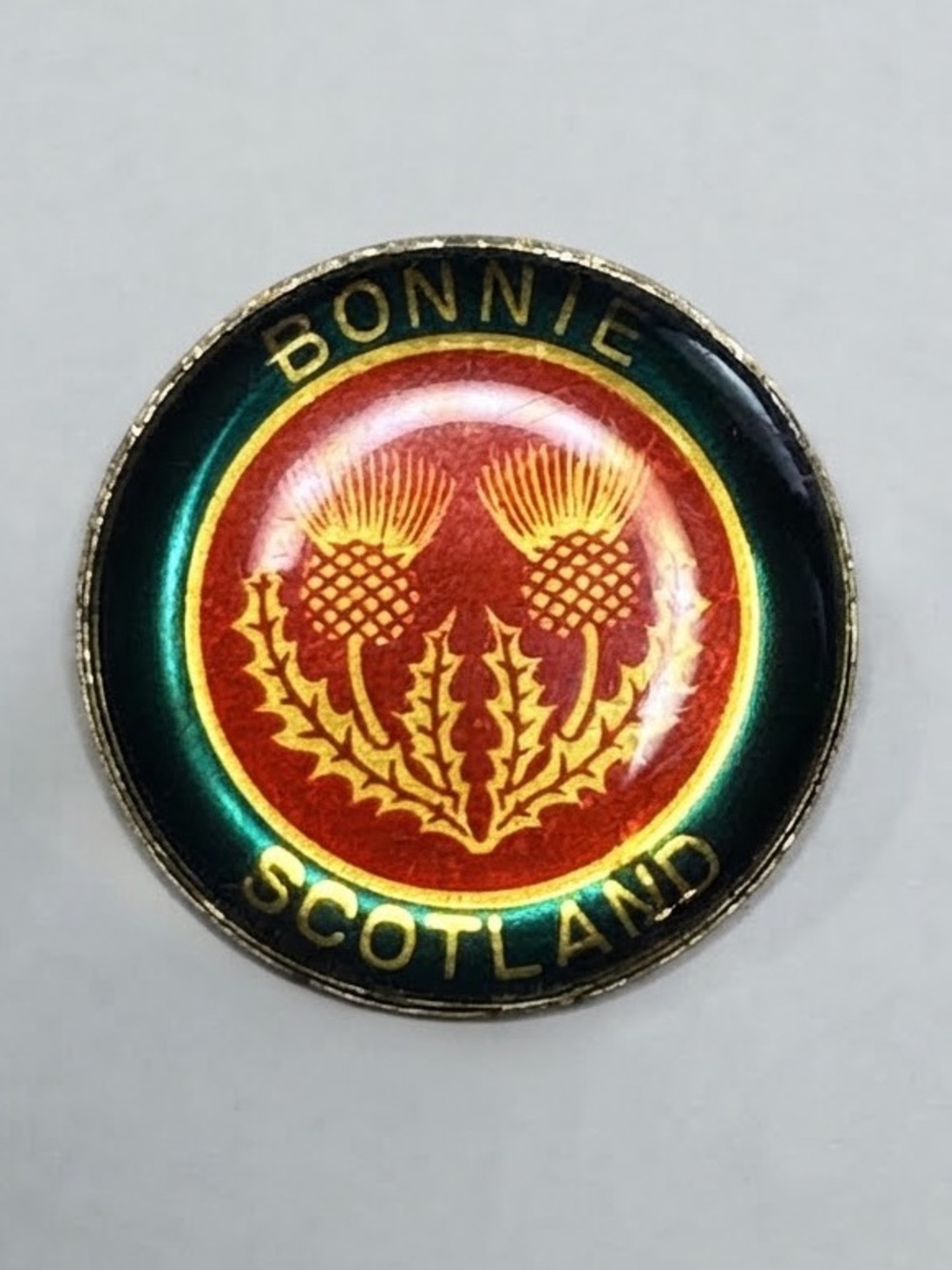 ⁠Vintage Bonnie Scotland Thistle Enamel Souvenir Pin / Brooch⁠